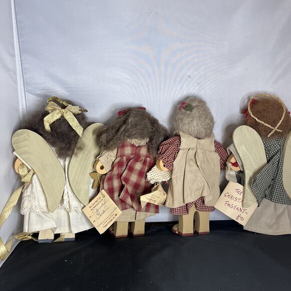 Vintage VTG Lot of Four LIZZIE HIGH Wooden Dolls Christmas Angels LADIES - Picture 8 of 11